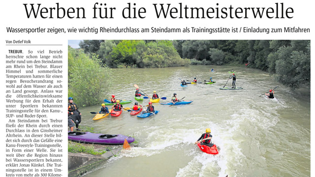 Zeitungsbericht Werben für die Weltmeisterwelle