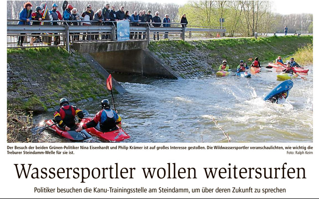 Zeitungsbericht Wassersportler wollen weitersurfen